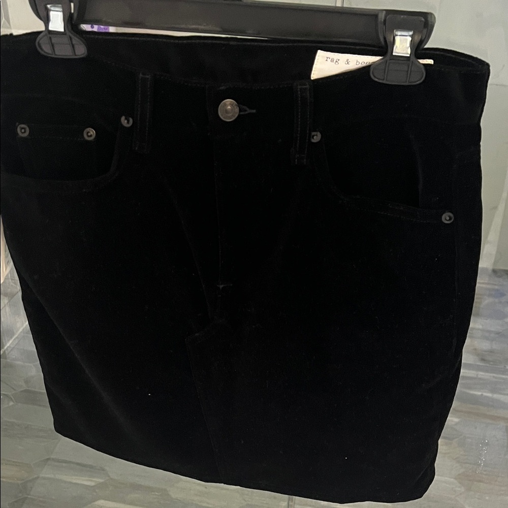 Rag & Bone Black Velvet Skirt